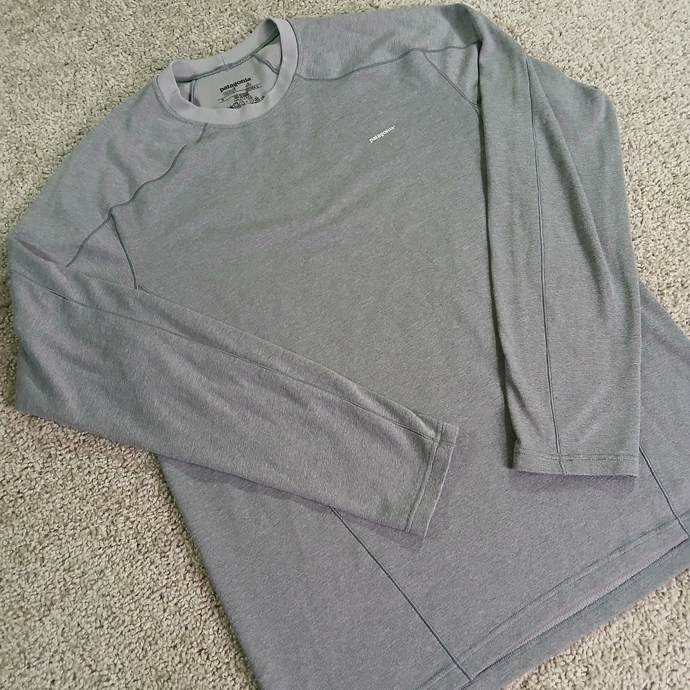 Patagonia Capilene 3 Midweight Mens Gray Long Sleeve Base Layer Shirt Medium